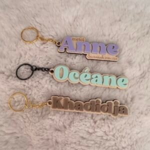 Porte-clés personnalisés prénom 3 couleurs