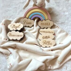 Cartes étapes arc-en-ciel avec doudou