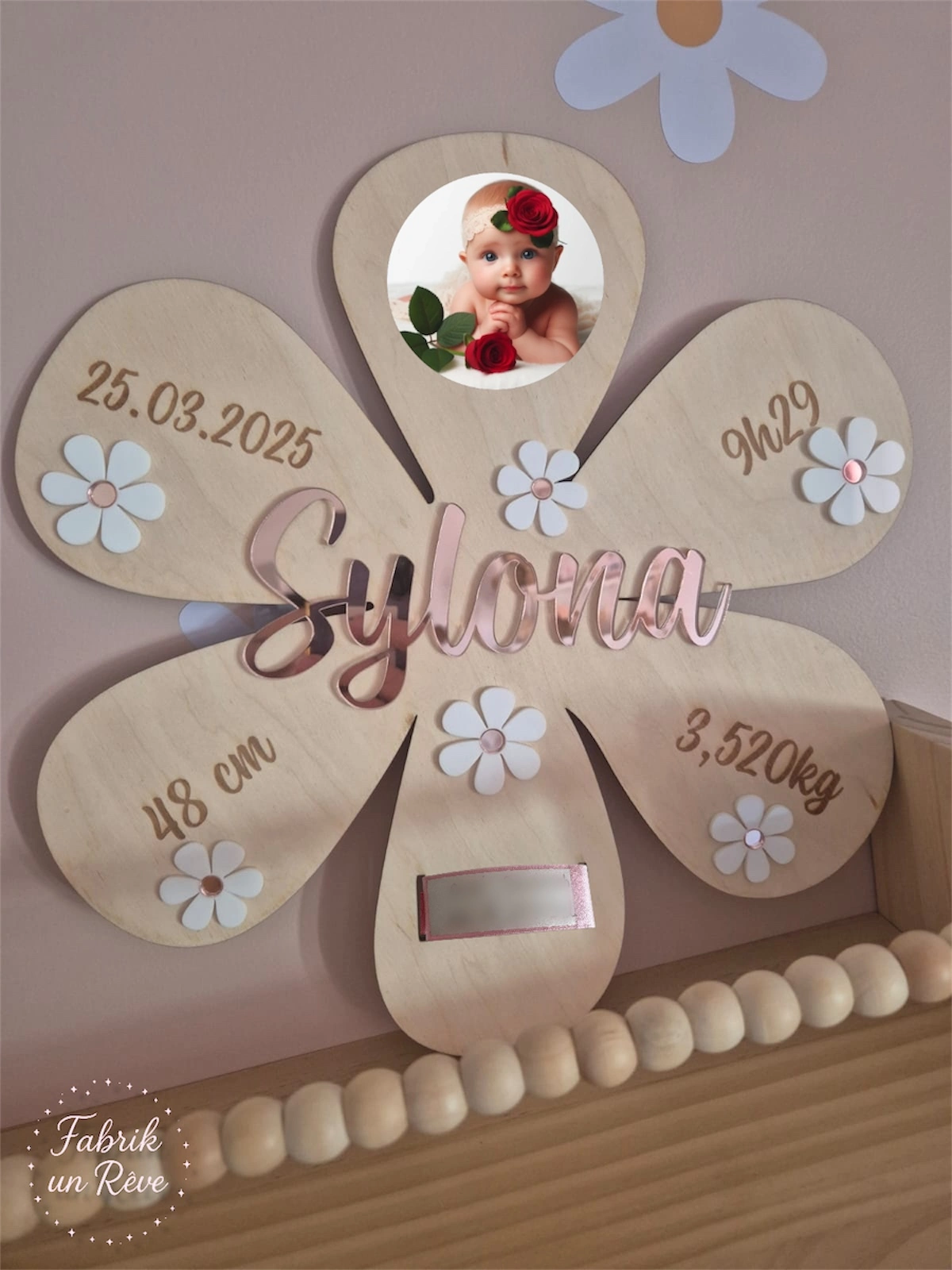 Plaque naissance marguerite