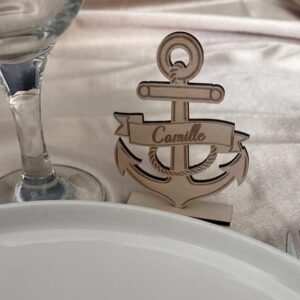Marque-place ancre marine en bois personnalisé