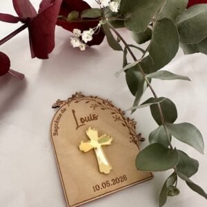 Magnet baptême personnalisé - Croix