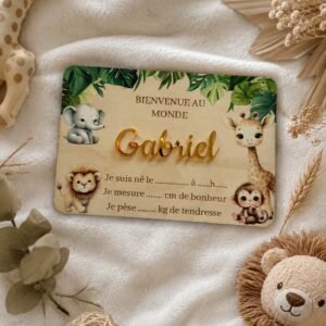 Carte de naissance personnalisée jungle