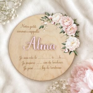 Carte de naissance pivoines